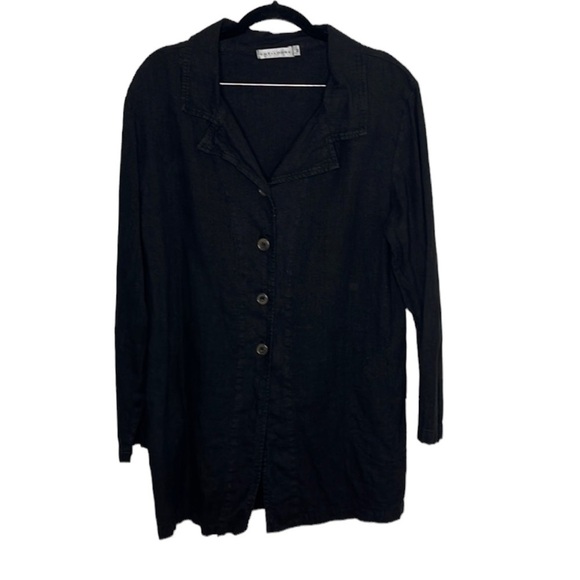 Cut Loose Black Linen Button Up Jacket Women's Sz M - Picture 1 of 5